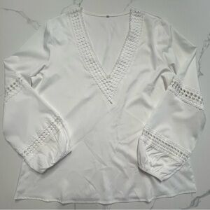 Elegant White Lace Trim Blouse